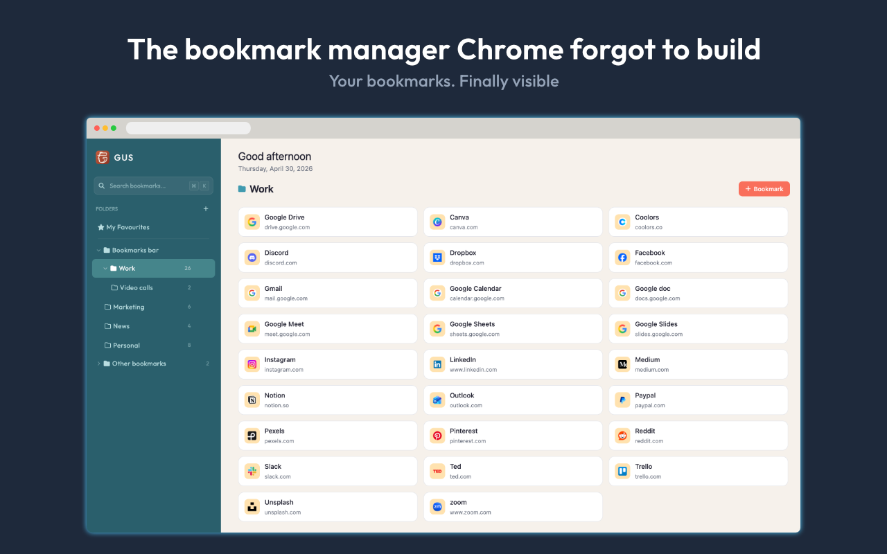 GUS : Your Bookmark Dashboard screenshot